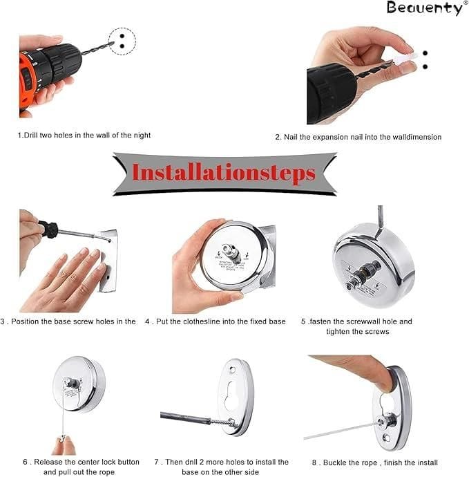 FlexDry Stainless Steel Retractable Clothesline for Home & Balcony