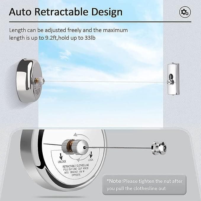 FlexDry Stainless Steel Retractable Clothesline for Home & Balcony