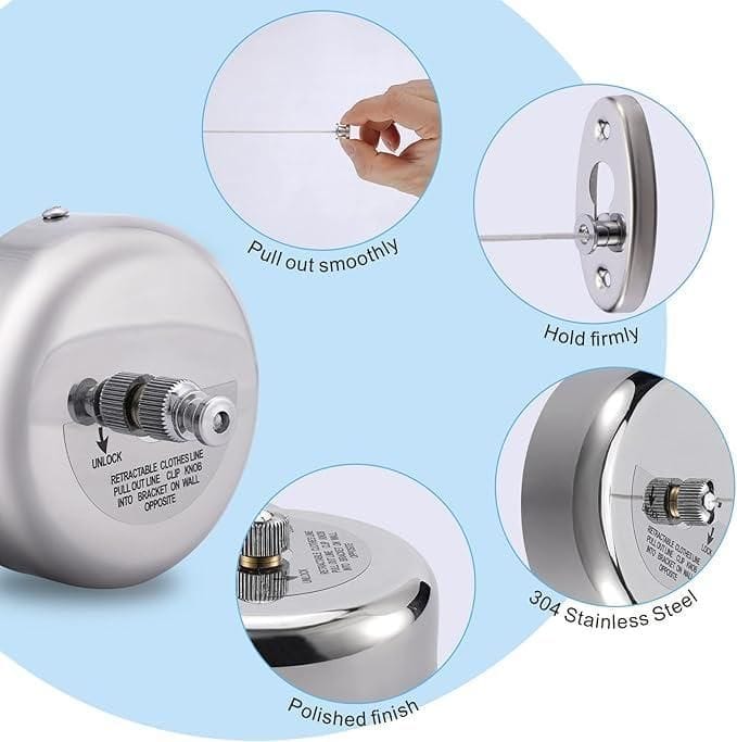 FlexDry Stainless Steel Retractable Clothesline for Home & Balcony