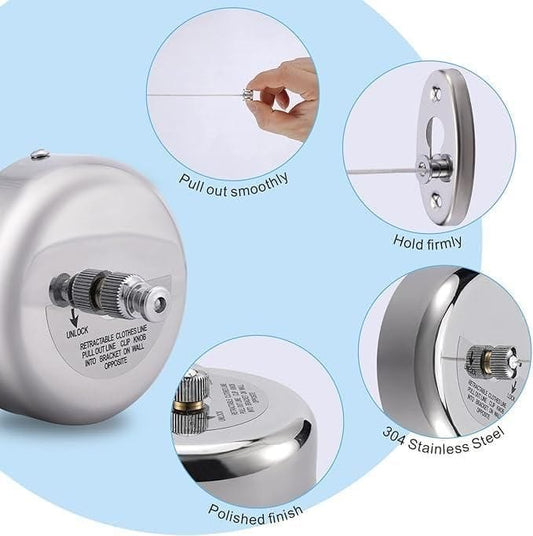 FlexDry Stainless Steel Retractable Clothesline for Home & Balcony
