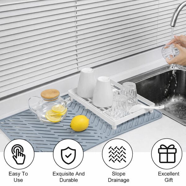 Silicone Dish Drying Mat – Quick Dry Non-Slip Kitchen Sink Mat